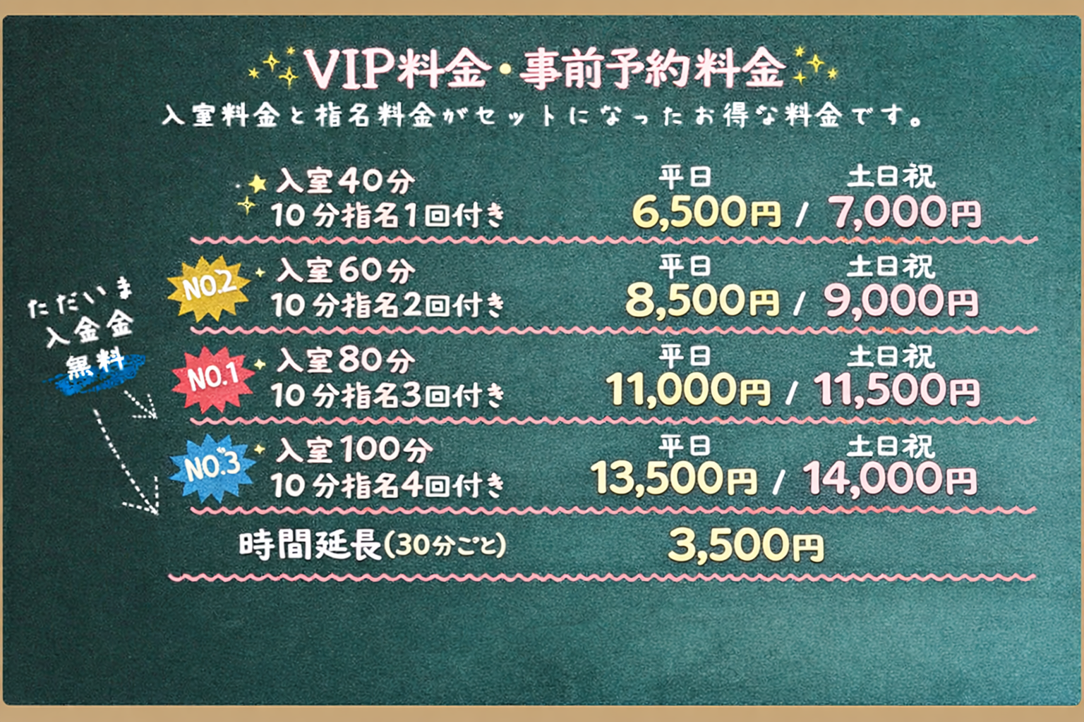 VIPルーム料金